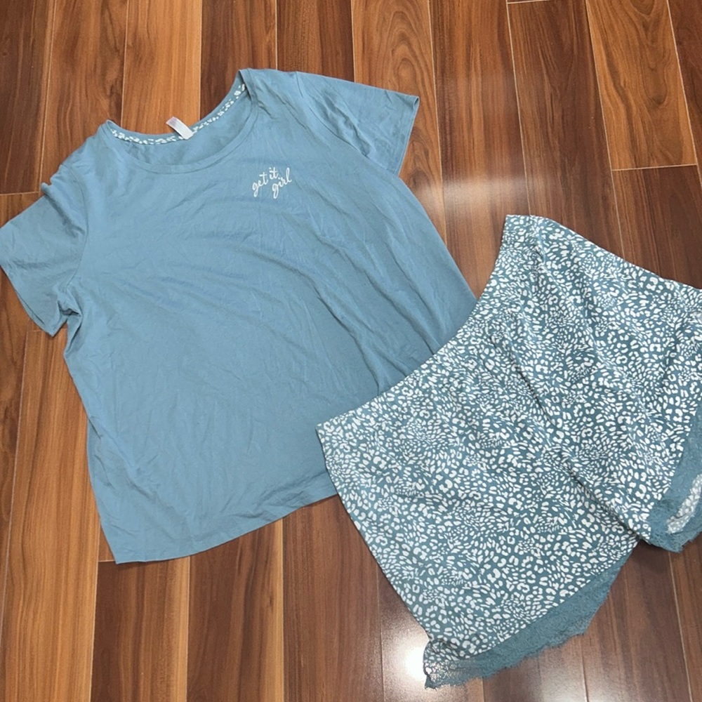 Size 2X / 18/20 cacique sleep 100% cotton lace trim animal print pajama set